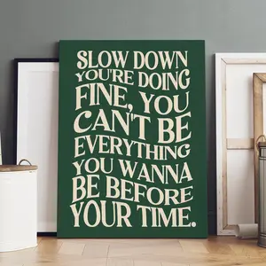 1 Count Wooden Frame Canvas, Slow Down and Wait for the Moment Inspirational Text Poster, Quote Prints, Inspirational Decoration, Birthday Decoration, Modern Family poster, printed canvas, suitable for living room and hallway wall art, HD, waterpr