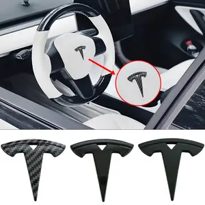 1pcs ABS Car Steering Wheel Emblem Sticker Decal For Cars Accessories For Tesla Model 3 Mode S X Model Y Juniper Roadster SpaceX