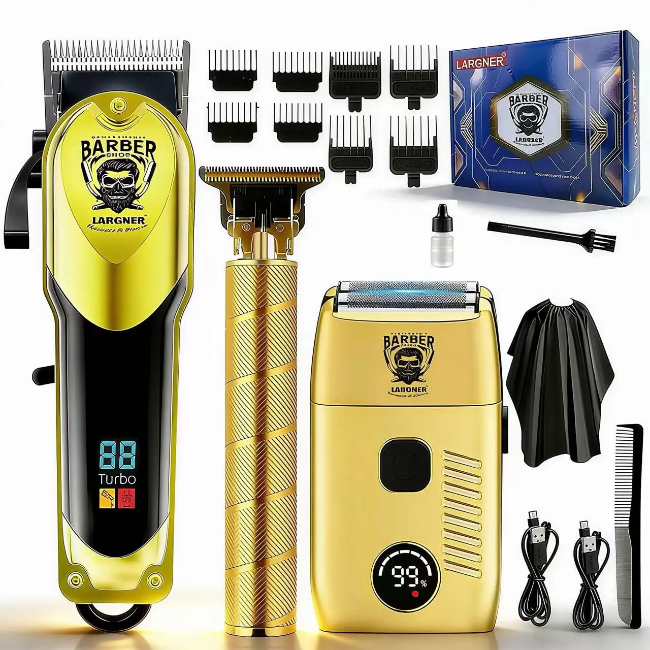 Largner Barber Shop Professional Wireless Hair Trimmer Set, LED Battery Display, Salon-Quality Grooming Tool, Cordless Design, Cordless Hair Clipper, Hair Trimmer Kit