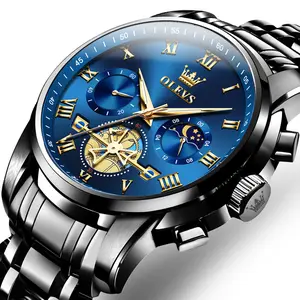 OLEVS Watches Men Stainless Steel Chronograph Watch Luxury Man Dress Watches (Silver/Black/Gold/Red/Blue)