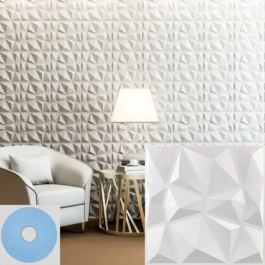 Diamond Shaped Wall Panel, 3D PVC Material Wall Decoration, Quality Materials Wall Decor for Living Room, Hall, Bedroom, Hotel, Office