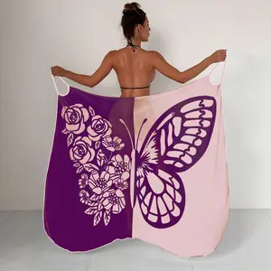 New Quick-Dry Beach Dress, Adult Sand-Resistant, Single-Sided Butterfly Color-Block Print, Portable Cover-Up Dress