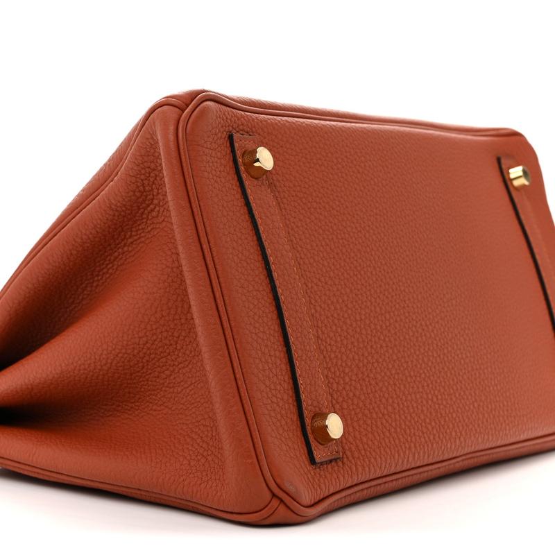 Pre-owned HERMÈS Leather Travel Bags Togo Birkin 30 Cuivre