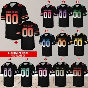 Personalized Team Name And Number Football Jersey, Custom V-neck Short Sleeve Jersey Shirt, Football Jersey For Football Fan Football Lover