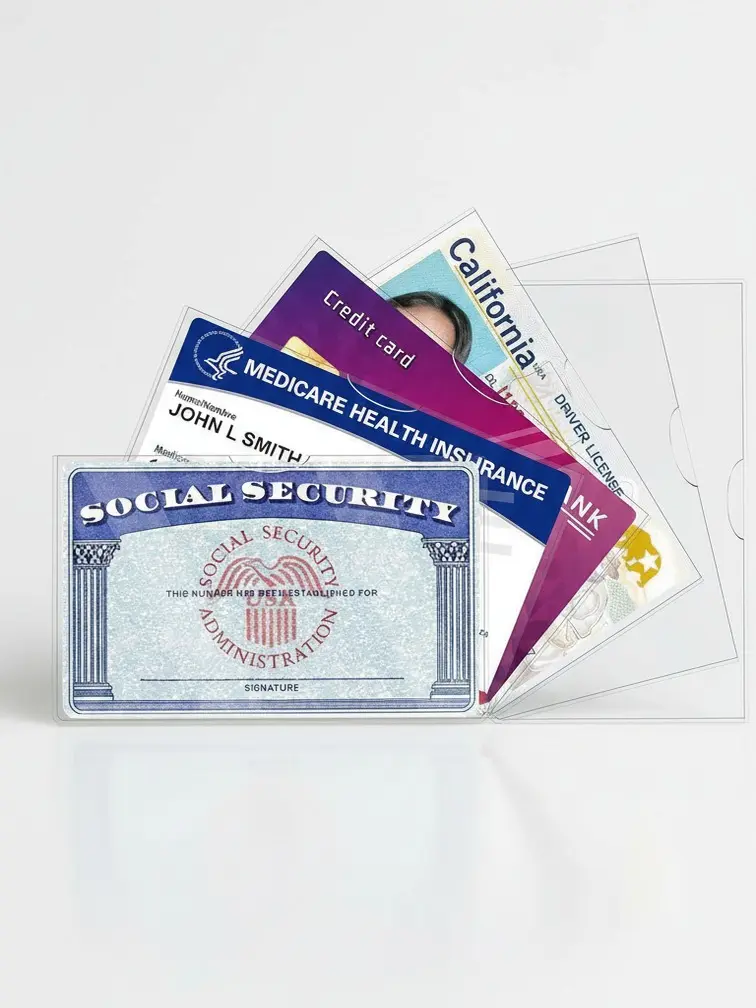 6 Pack Social Security Card Protector Sleeves, Ultra Clear 31 Mil Waterproof Card Holders for SSN, Medicare, Credit, Debit, ID & Index Cards