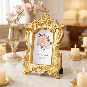 Mini Ornate Frame, Baroque Relief Design, Desktop Photo Frame for Bedroom, Study, Entryway, Living Room, Photography Props