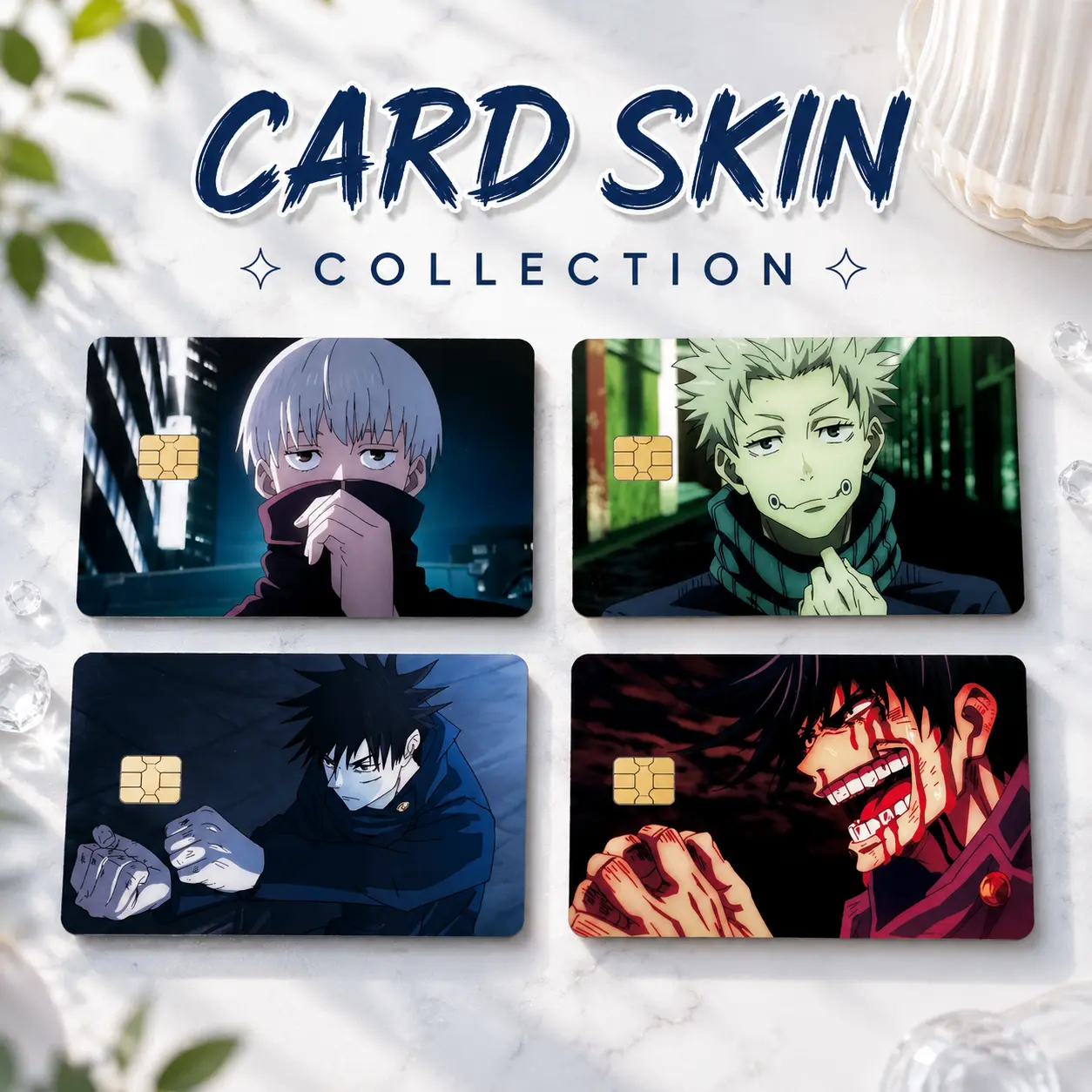 Jujutsu Kaisen Inumaki & Megumi Card Skin Collection, JJK Anime Character Credit Debit Card Sticker, Manga Style Vinyl Card Cover