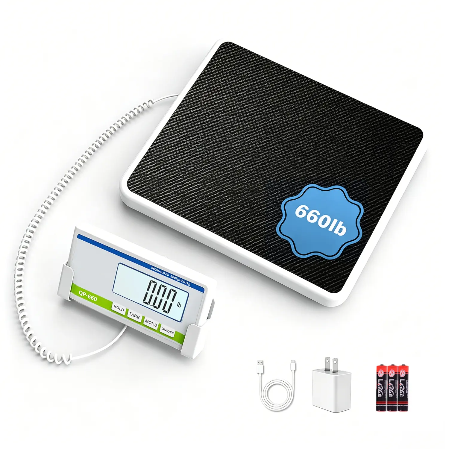660lbs/300kg High Capacity Weight Scale, High Accuracy Easy Read Digital Display, Medical Grade Heavy Duty Digital Body Weight Floor Scale, 3 Measuring Units KG LB OZ, Portable Weighing Device for Clinic Home Hospital, Daily Weight Loss Monitoring