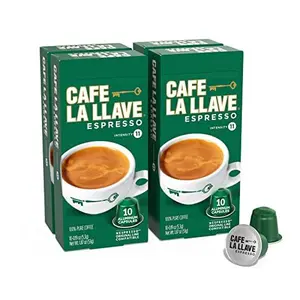 Cafe La Llave Latin Style Espresso Pods, Dark Roast, Compatible with Nespresso Original Line, 40 Count Aluminum Capsules