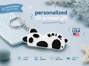 Personalized 3D Printed Name Panda Keychain, Custom Panda-Themed Fashion Accessory for Key Organization