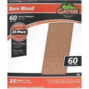 212 MAIN Aluminum Oxide Gator Grit Sandpaper - 60 Grit, 9x11 in Bulk Pack of 25 - Soft Cutting Tool for Reptile & Amphibian Habitat Wood Sanding, Smooth Finish Delivery