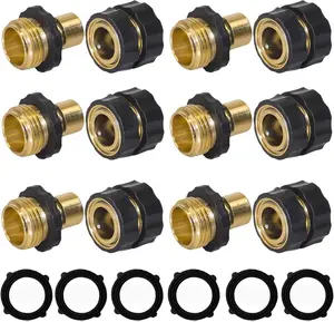 B BRAZIFY Garden Hose Quick Connector, 3/4 Inch Garden Hose Quick Connector Set 12 Pack Aluminum Male and Female Fittings with Washers