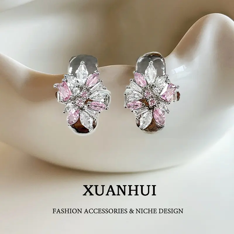 Gemstone-Embellished Bluetooth Earphones - Open-Style, Long Battery Life, High-Quality, Stylish Earrings for PC Gaming & Mobile Use