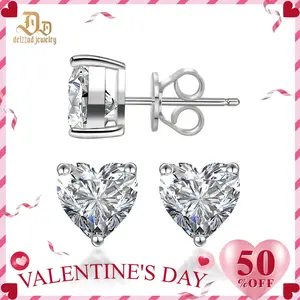 Delzzad 18K Gold-Plated Heart Shape Stud Earrings Lab-Created Moissanite Earring S925 Studs Moissanite Jewelry Perfect Birthday Mother’s Day Christmas Gift for Men Women Wedding Set