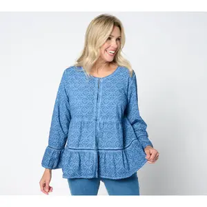 LOGO Lavish by Lori Goldstein Scoop Neck Swing Bed Jacket