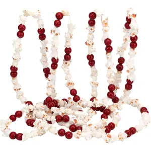12 feet Christmas Tree Garland Artificial Popcorn Garlands Bead Garland Xmas Holiday Vintage Decor Fake Popcorn Vintage Garlands Christmas Tree Wreaths Fence Fireplace HX-039 White/Red