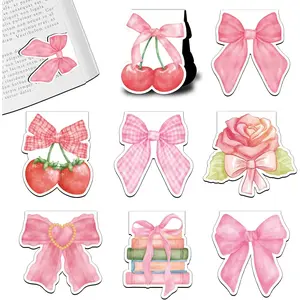 Style  Bookmarks  Bow Book Mark Cute Planner Bookmark Set for Book Lovers Cherry Strawberry  Bookmark Clips  Small Gifts for Reading Women Girly Student Teacher 8 count