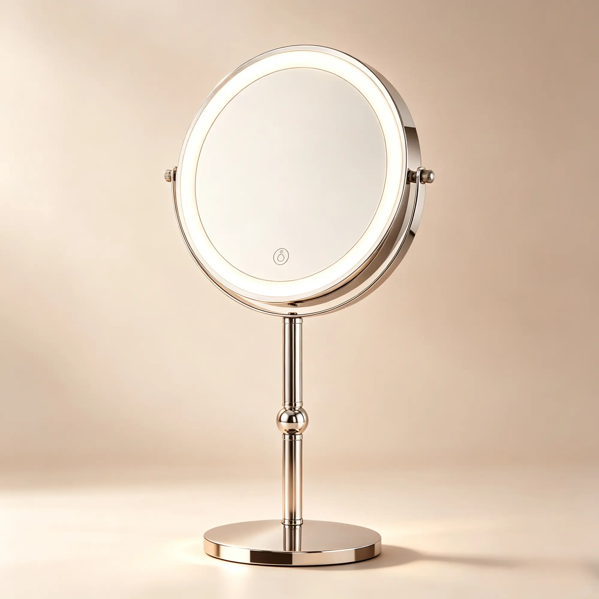 Lighted Adjustable Vanity Mirror - Single Unit, Rechargeable, 1X/10X Double-Sided, 3 Built-in LEDs, Adjustable Brightness, 2000mAh Battery, 360° Rotate, Glass & Metal, Dorm Room Essential Gift for Women, Adjustable Brightness Mirrors