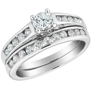 1/2 Ct Diamond Engagement Wedding Ring Set 10k White Gold