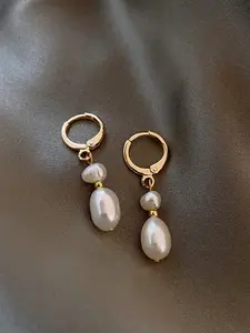 New French Freshwater Pearl Hoop Earrings, 7 Styles Available, Elegant High-End Design, Unique Small Ear Rings for All Seasons, High Quality Earrings
