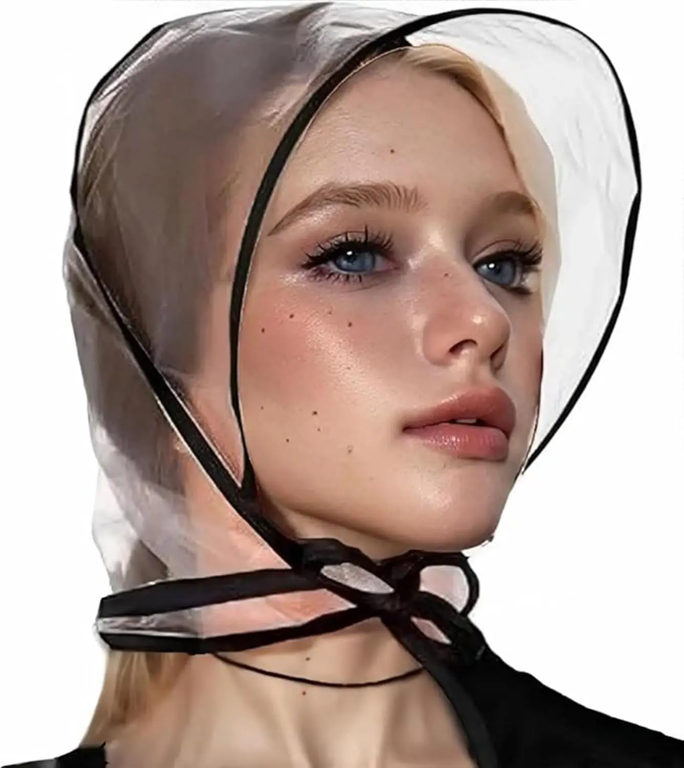 2 Pcs Women's Rain Bonnet with Visor Clear Waterproof Rain Bonnet Plastic Rain Hat for Women