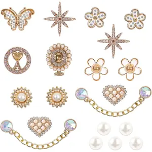 20 Pcs Shoe Charms Chains Accessories for Women Flower Pearl Clog DIY Shoe Decoration Charms Rhinestone Shoes Charms Chains Bling Cute Decor