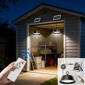 Solar Pendant Light, Indoor Outdoor Use, 50 LED Sensors, 10 Brightness Levels, Remote Control, Ideal for Gazebos, Gardens, Patios, Garages, Campsites