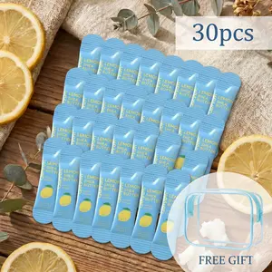 Travel Size Hand Lotion Sachets 30-Pack, Hydrating Hyaluronic Acid & Jojoba Oil Hand Care for Soft Smooth Skin,Non-Greasy Moisturizing Hand Lotion Pouches for Dry Skin, Fresh Lemon Scent
