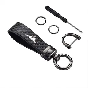 Carbon Fiber Car Keychain, Leather Keychain for Ford Shelby Mustang Gt Gt350 Gt500, Durable Automotive Accessory, Stylish Key Holder, Car Key Ring