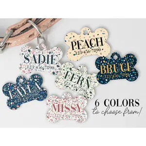 Boho Terrazzo Custom Dog Tags Boho Terrazzo Custom Dog Tags