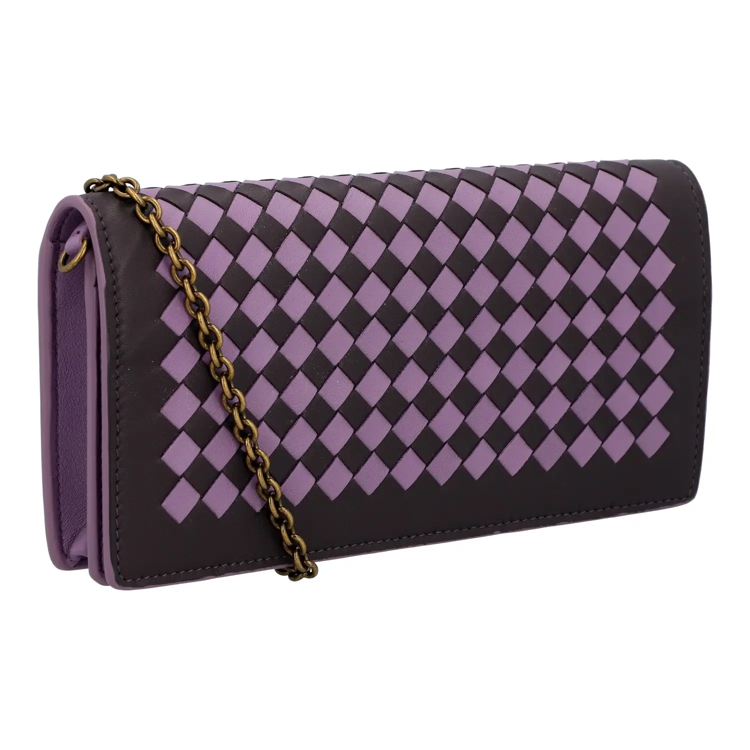 Pre-owned Bottega Veneta Nappa leather Small Leather Goods Chain Clutch Intrecciato Nappa B21243