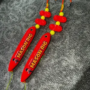 Mason Rig 2 Pack: Mason (11cm) Pre-tied subs on 4/0 fluorescent orange hooks and 80 pound yellow mono lines