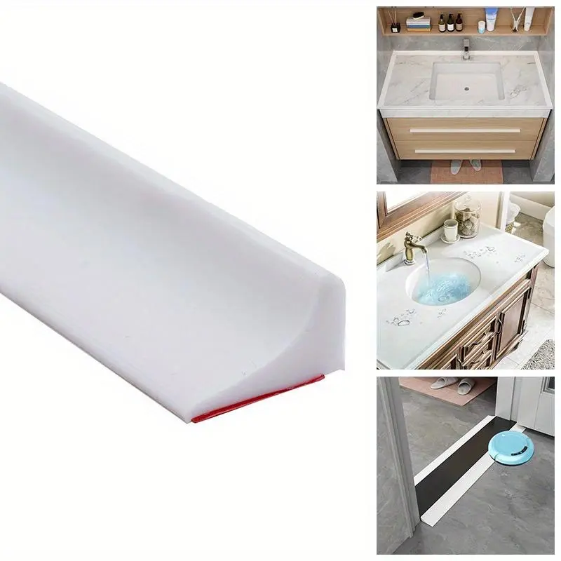 1M Silicone Bathroom Water Stopper Strip Dry Wet Separation Bendable For Kitchen Use Countertop Retaining Shower Dam Flood Barrier