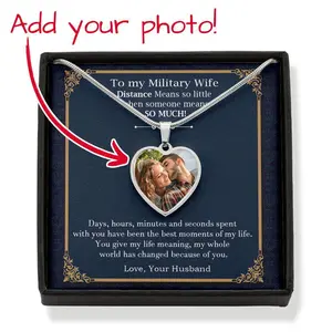 Custom Photo Pendant Necklace Gift for Military Wife - Veteran Necklace Gift for Wife - Gift for Her - Women Necklaces - Army Wife Gift