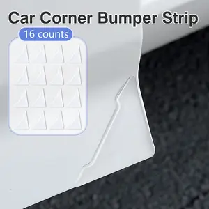 16 Counts transparent corner protection strips for vehicle corners, self-adhesive design for easy application
