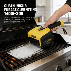 Electric BBQ Brush Stainless Steel Drum, Wireless Charging, LED Light, Outdoor Grill Cleaner, Multi-Functional Kitchen Tool