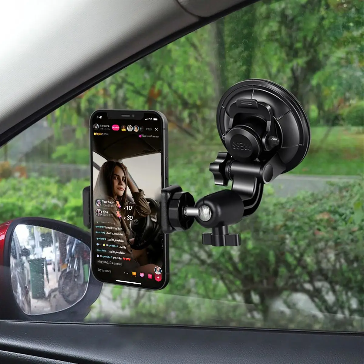 360 Degree Rotatable Car Phone Holder With Suction Cup, Car Phone Holder Mount For Windshield Side Window Sunroof, Universal Navigation Bracket Compat