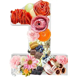 10 inch Reuseable Plastic Fillable Number Charcuterie Serving Tray Food Appetizer Tray for Birthday Anniversary Treat Party Decor 1 Shape