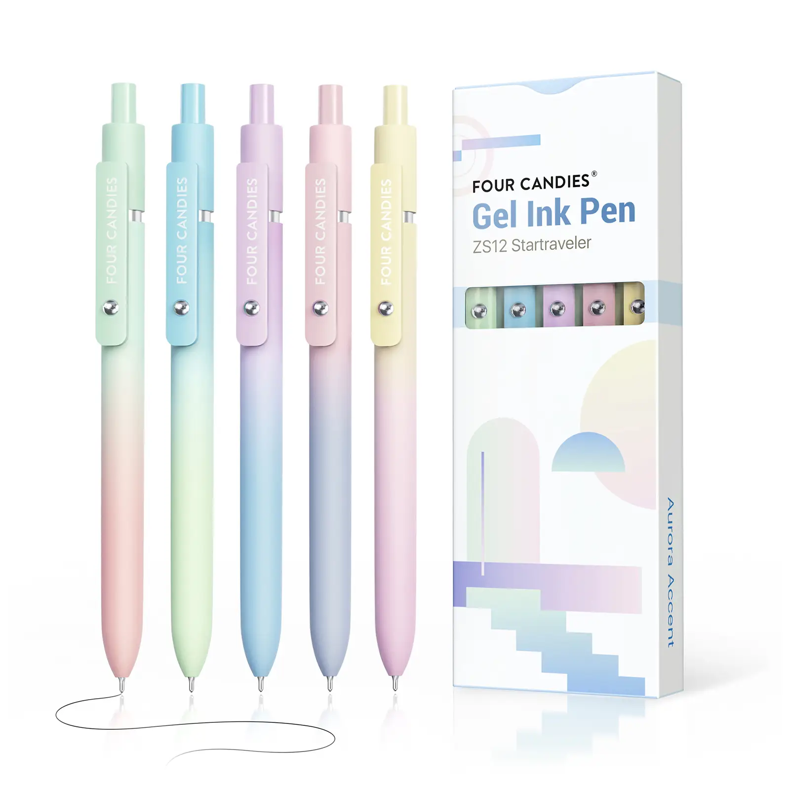 Fourcandies 6pcs(0.5mm)/5pcs(0.7mm) Pens Black Ink Gel Pens Medium Point 0.5/0.7mm Pen Smooth Writing High-End Series Pens for Journaling Note Taking,