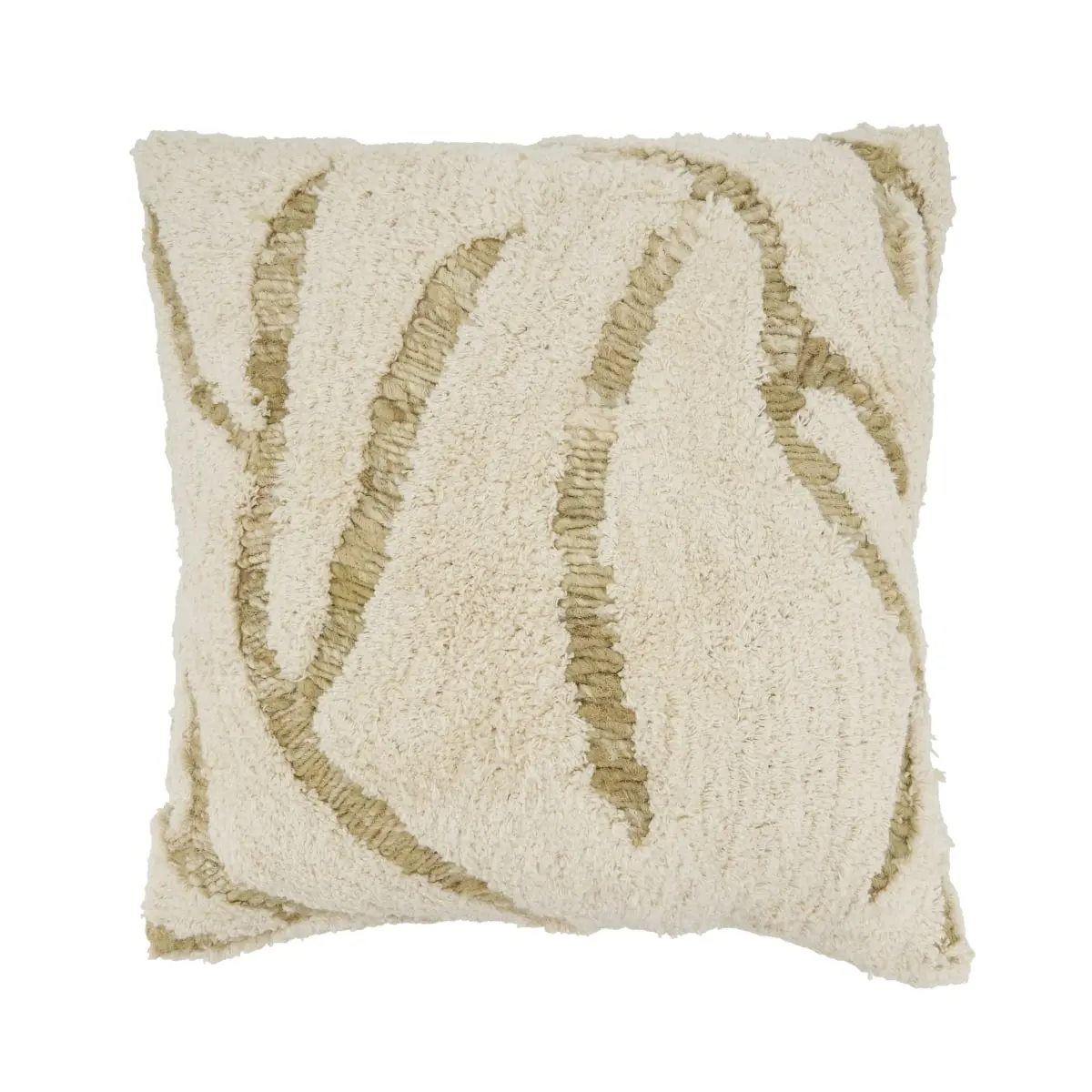 Saro Lifestyle 2131.N20SC Classic Cotton Square Shape Cushion Cover - 20x20 in, Hand Tufted, Embroidery, Symmetry Design, Understated Luxury, Natural, Warm Hand Wash Separately, Hand Tufted Cushion Covers