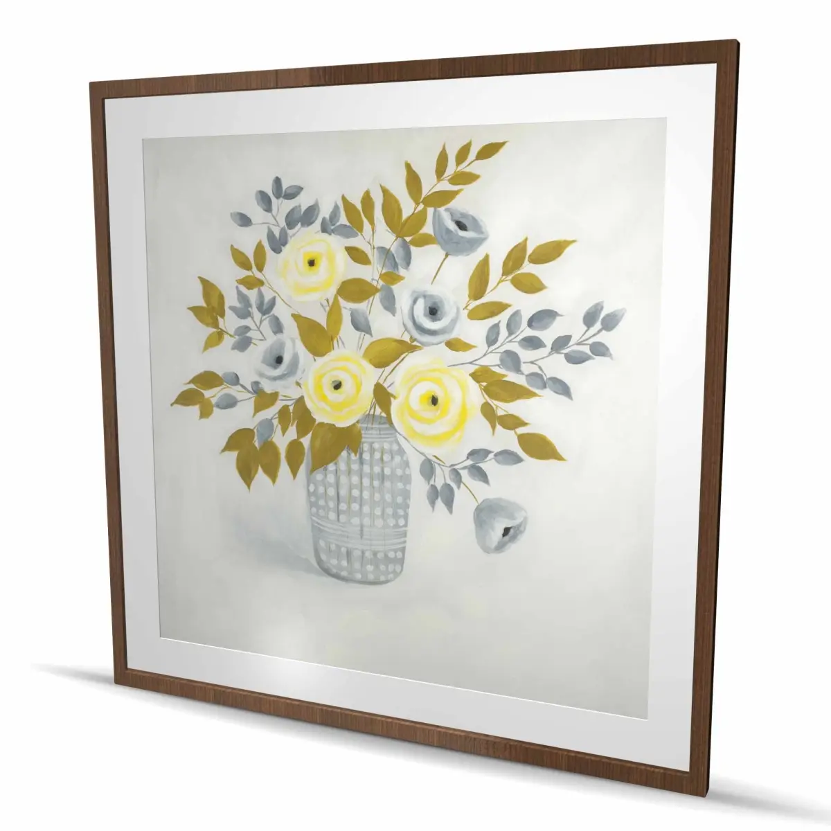 Begin Home Decor C1FM4848WLX29A 48 x 48 in. Flowers In A Vase - Botanical Gray Framed Print Wall Art - Home Decor