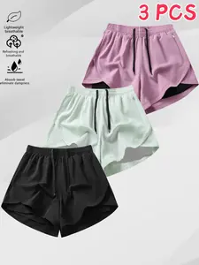 Women's High-Waisted Sporty Shorts, Summer New Design, Quick-Dry Breathable Running Yoga Pants, Zip Pocket Side, Versatile Workout Commute Wear, Summer Sports Shorts