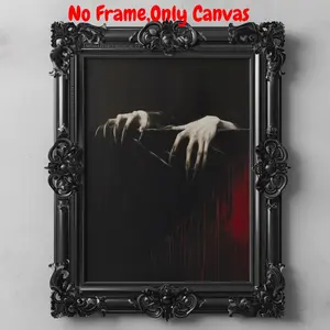 Vintage Hand Holding Candle Pattern Canvas Painting, Gothic Art Dark Cottagecore Print, Moody Wall Art, Halloween Decor, Mystical Art Poster, Tombstone Wall Art, Ornaments