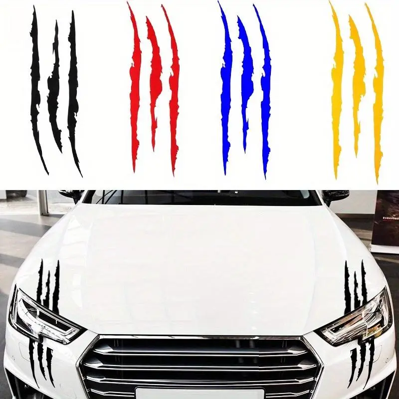 1pc reflective car stickers monster claw marks stripes stripes auto headlight decal dinosaur raptor scratches decoration