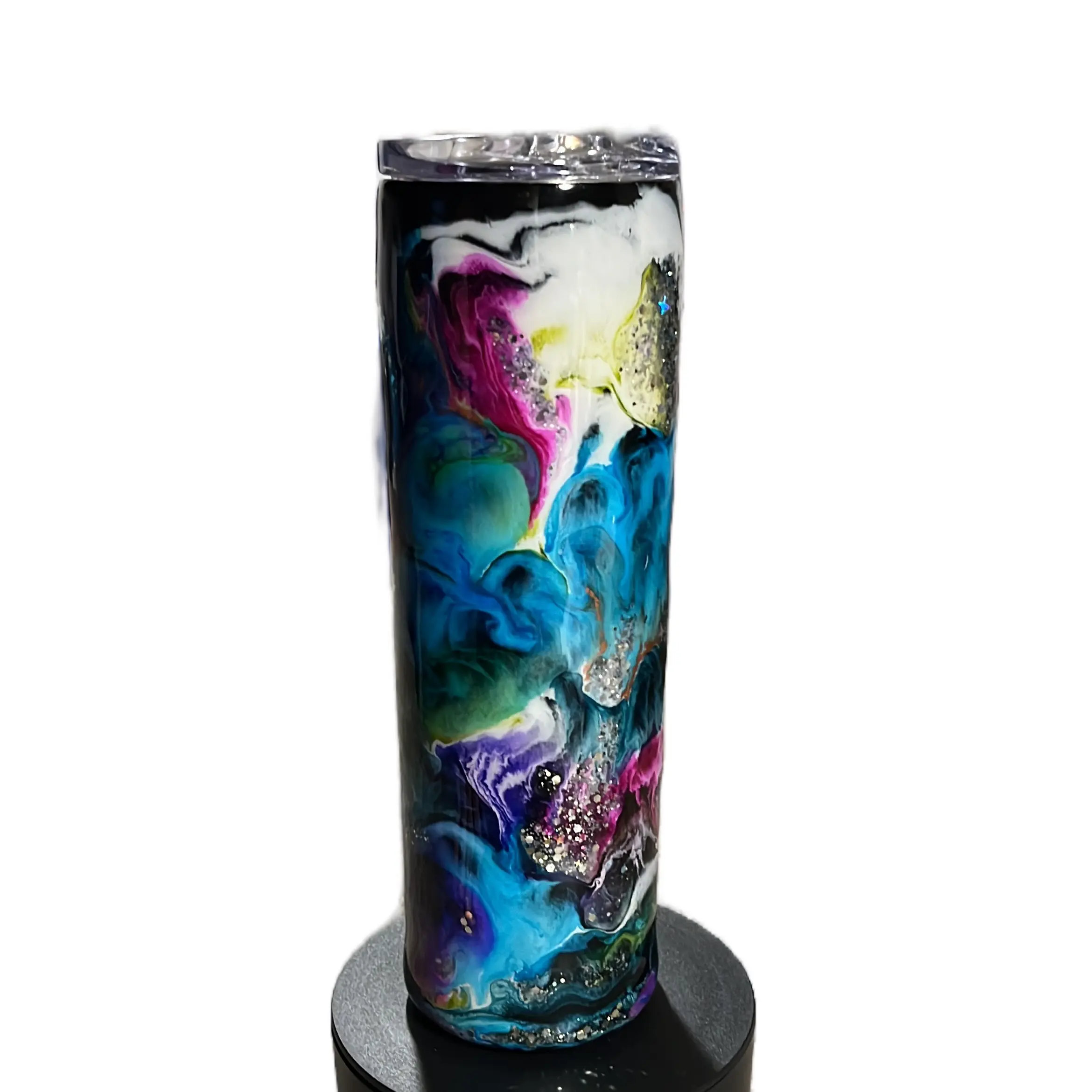 The Tahitian Epoxy Resin Tumbler with Swirling Alcohol Ink Design - 30 oz “Ready To Ship”