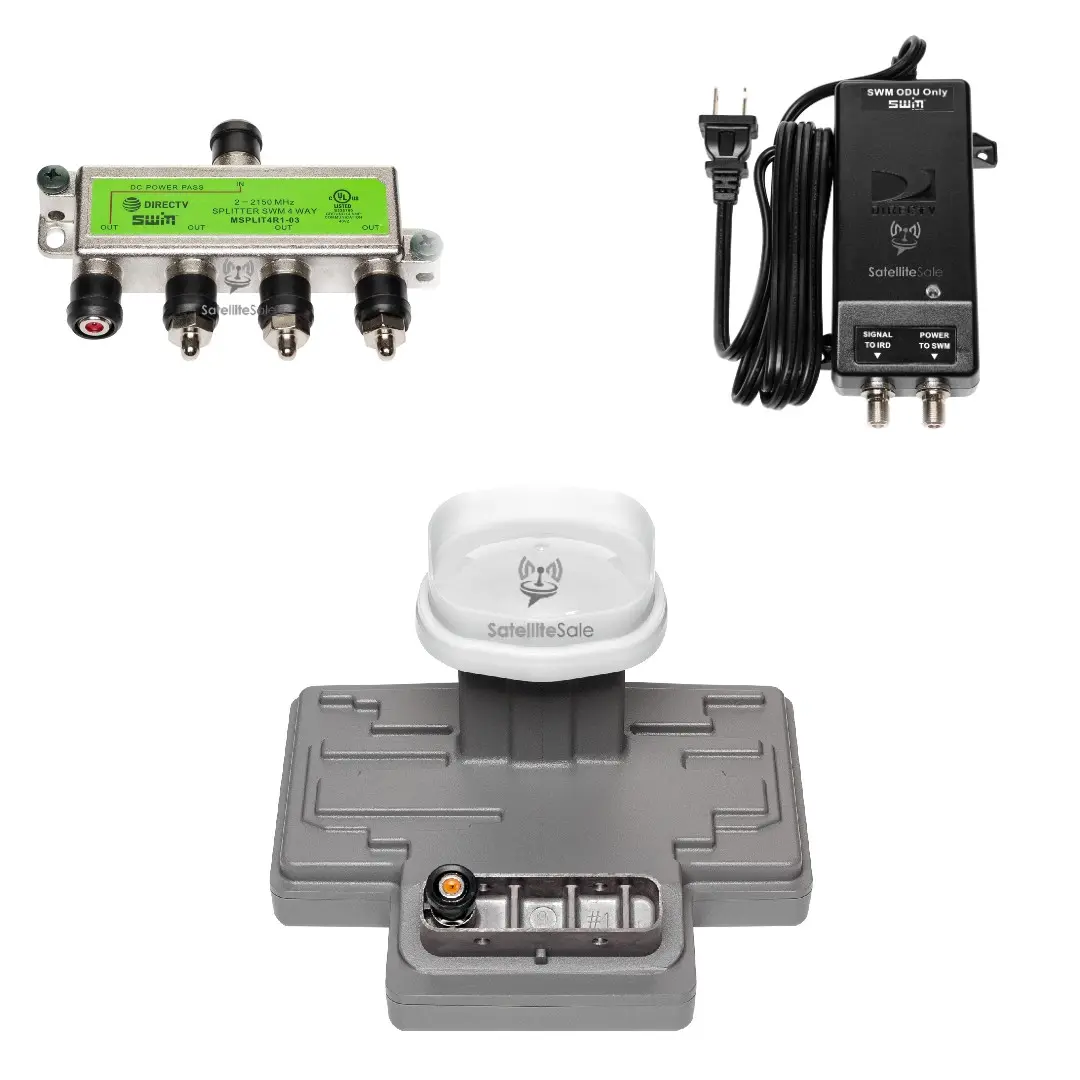 DirecTV D SWM3 LNB Reverse Band with 21V Power 4-Way Splitter 4K 99 101 103 Sats