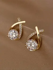 Elegant Water Drop Shaped Cubic Zirconia Decorated Stud Earrings, Fashionable Jewelry for Women, Trendy All-match & Exquisite Jewelry for Birthday Gift, High Quality Earrings