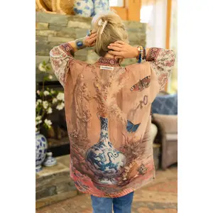 The Storyteller Matinée Duster Kimono w/ Sunflowers, Pottery