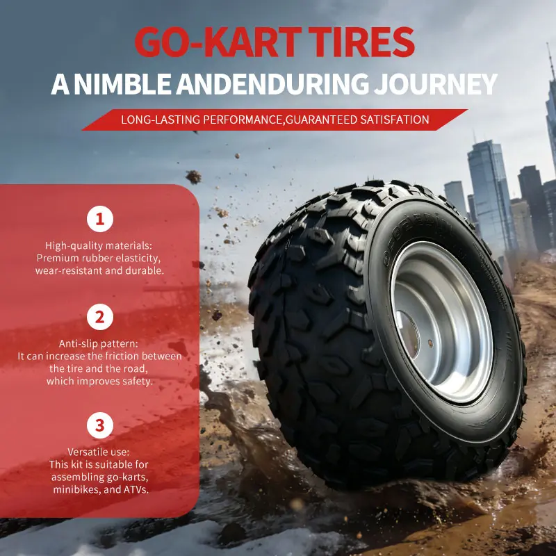 ATV Go Kart Tires and Rims 145x70-6 Iron Wheels 90CC Go-Kart Buggy ATV Mini-bikes Quad Bike Tires and Wheels HUB- 3-hole Set of 4