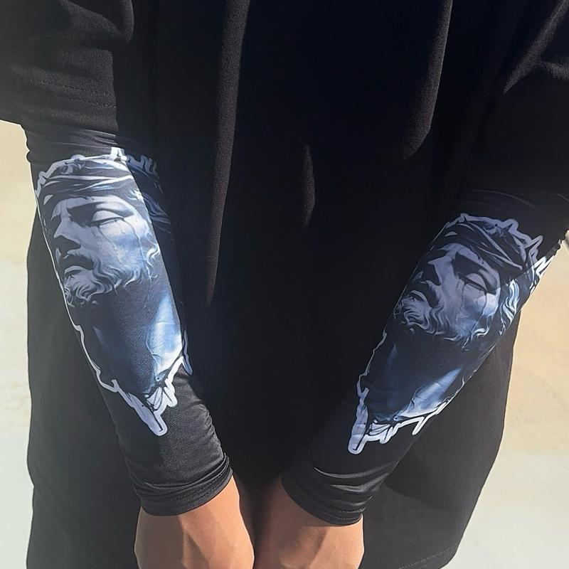 Jesús Hand Sleeves for Protection from Sun Very Breathable with Unique Tattoo Design Decido Pattern Black Arm Cover